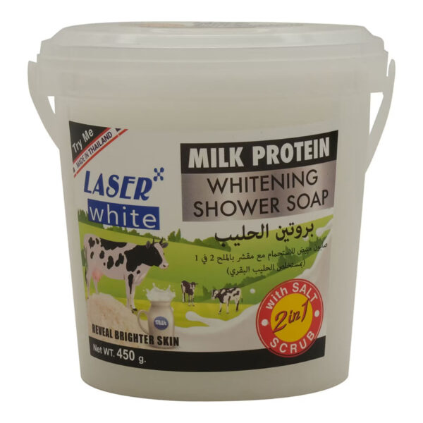 صابون حمام روشن کننده پوست لیزر وایت مدل Milk Protein وزن 450 گرم